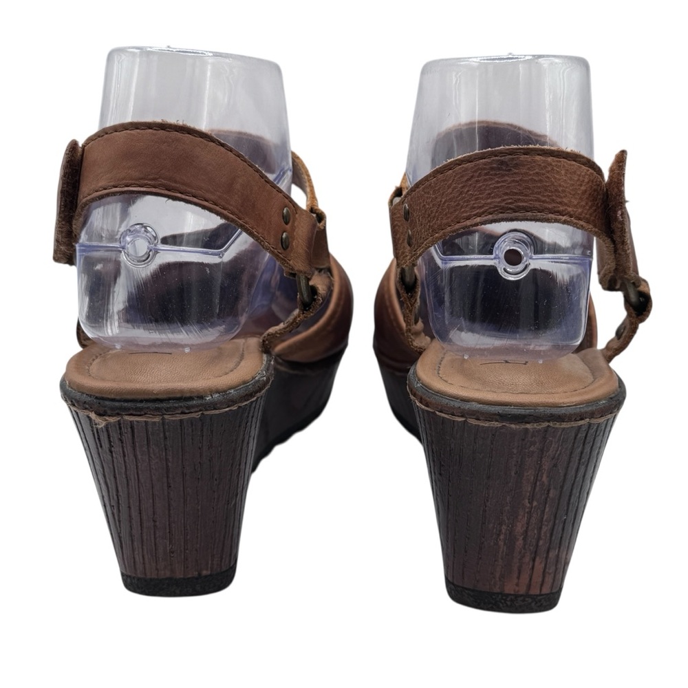 boc Brown Leather Women's Wedge Sandals - Size 7 - Picture 7 of 11